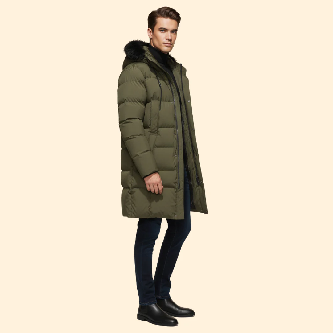 Men’s Puffer Jacket with Faux Fur Hood - Image 4