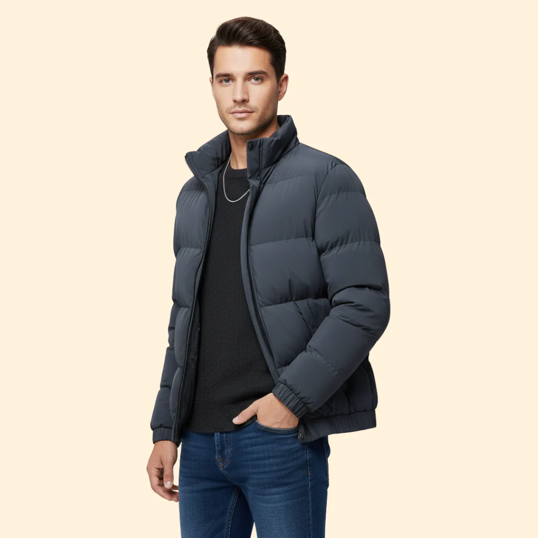 Men’s Puffer Jacket with Stand Collar - Image 3