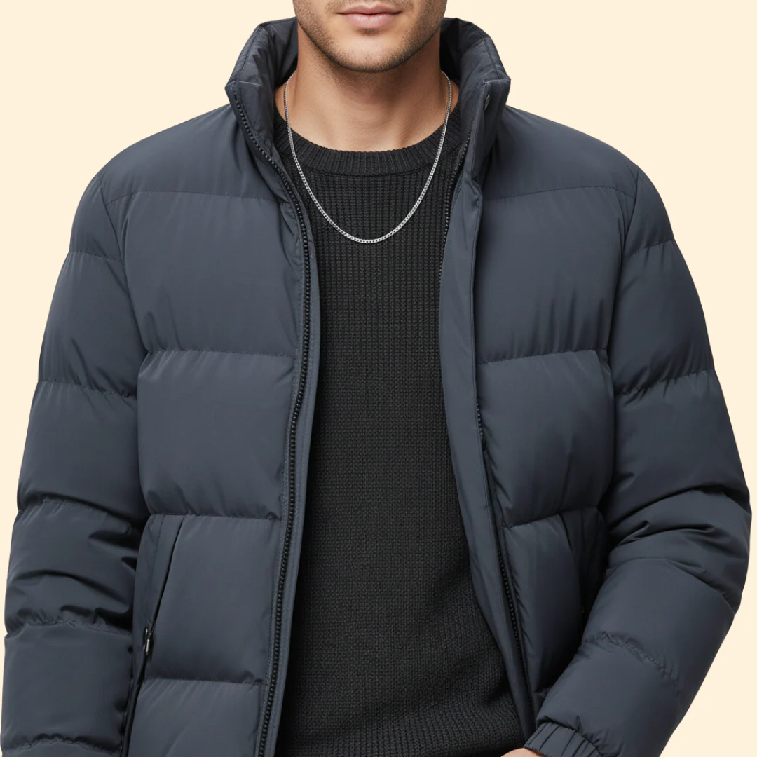 Men’s Puffer Jacket with Stand Collar - Image 5