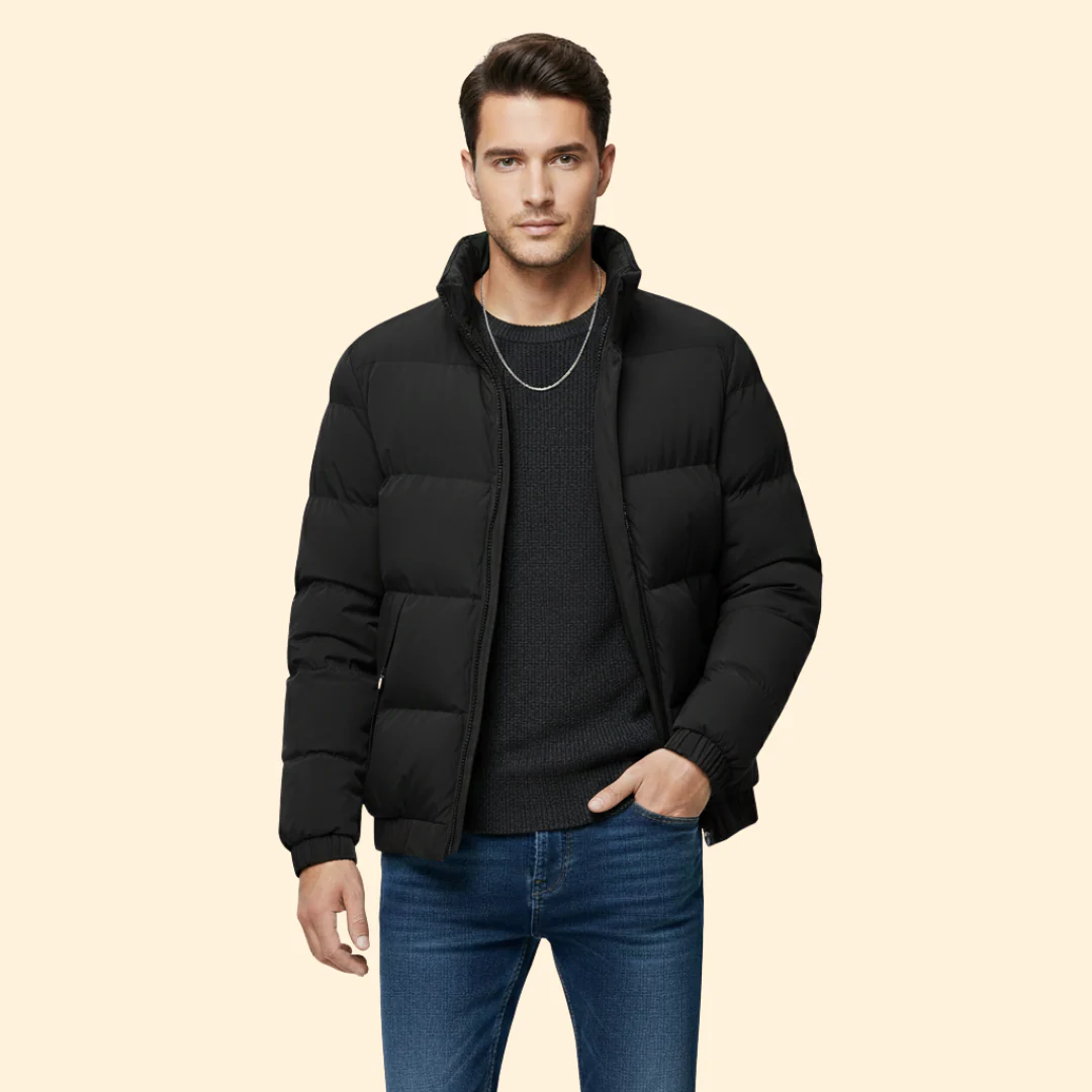 Men’s Puffer Jacket with Stand Collar - Image 6