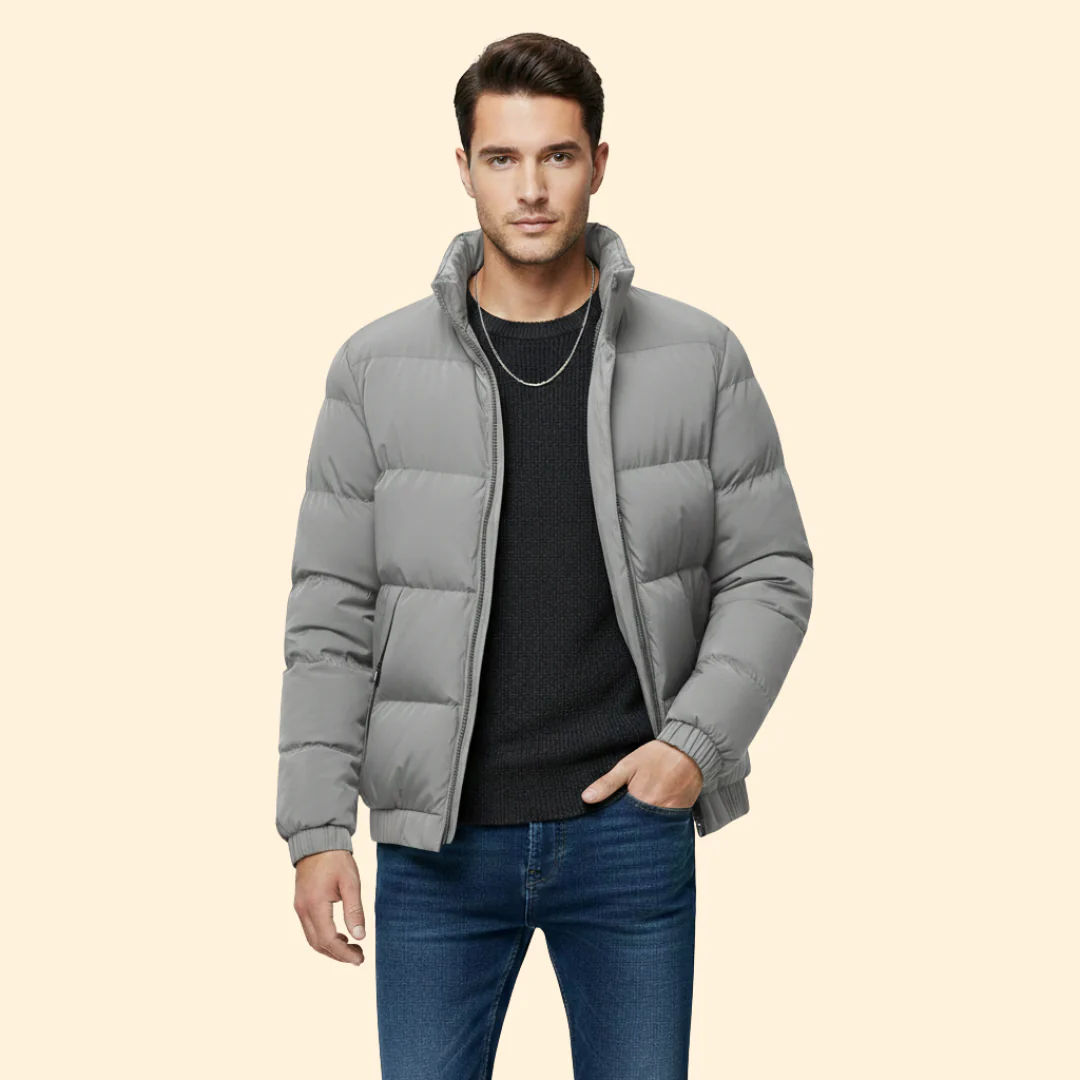 Men’s Puffer Jacket with Stand Collar - Image 7