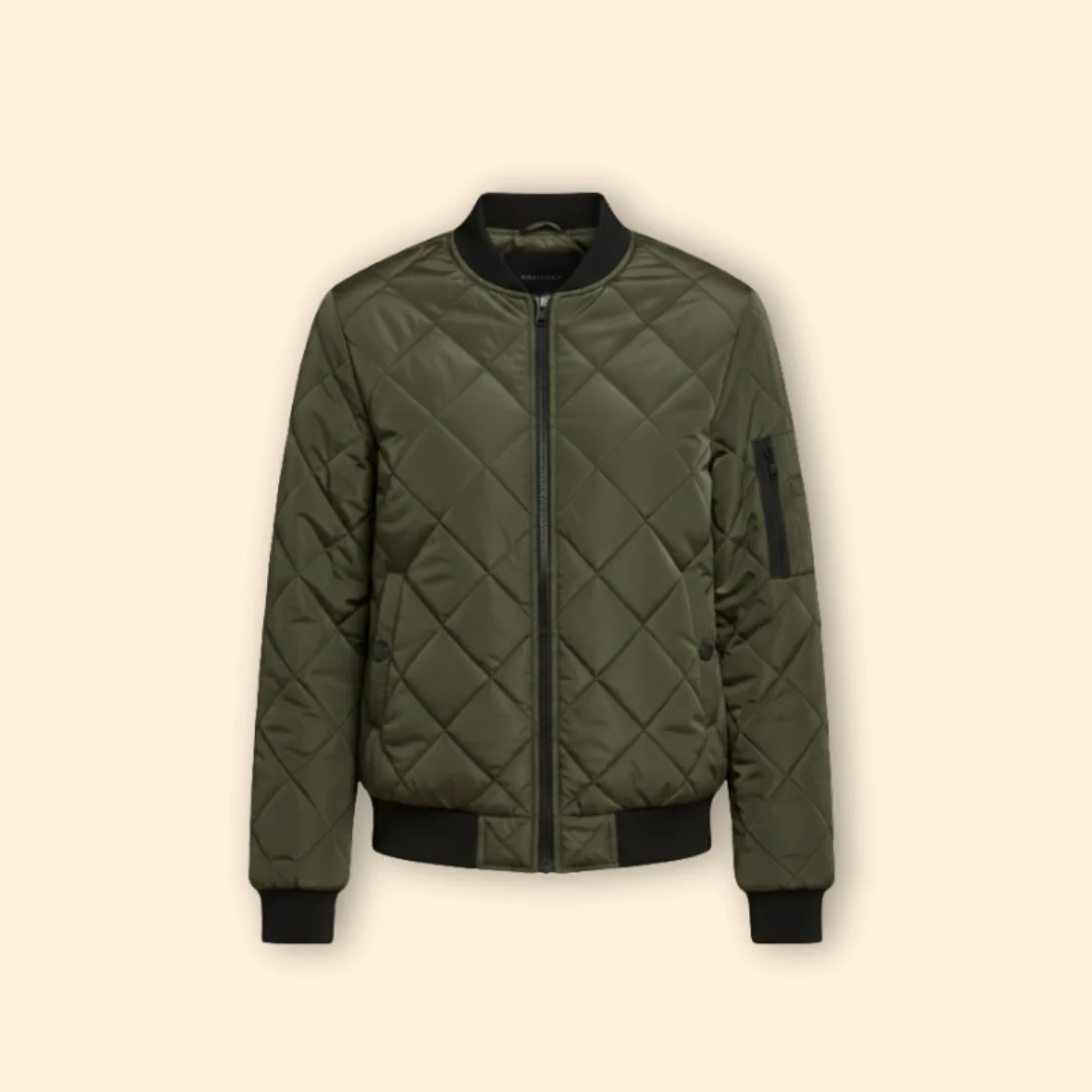 Women’s Quilted Bomber Jacket with Sleeve Pocket