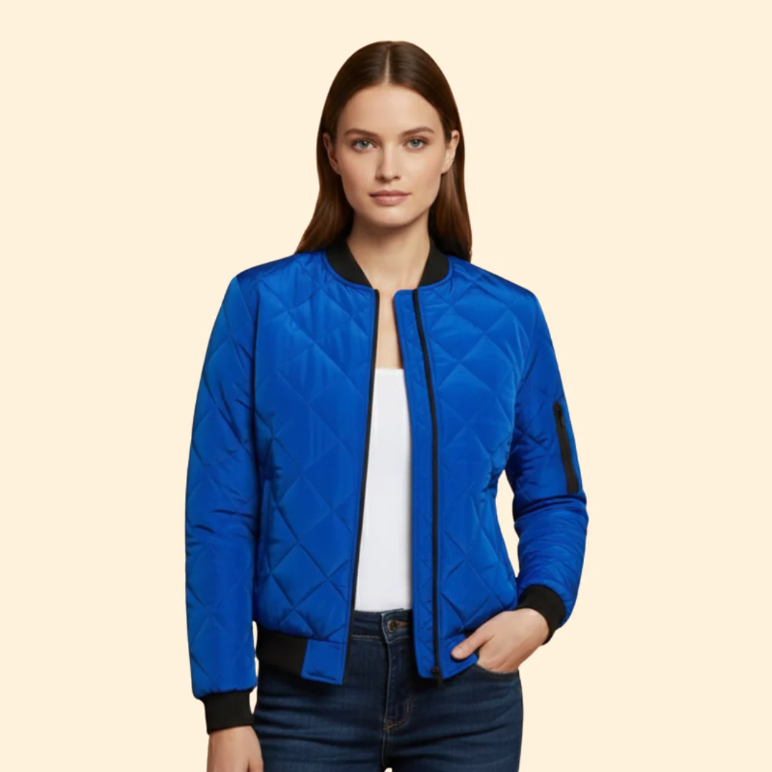 Women’s Quilted Bomber Jacket with Sleeve Pocket - Image 7