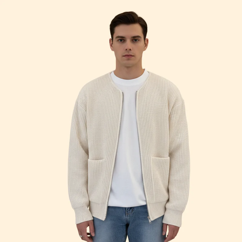 Men’s Ribbed Bomber Jacket with Zip - Image 6