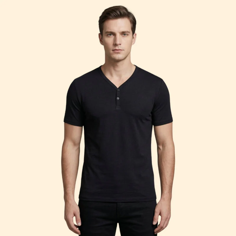 Men’s Short Sleeve Henley T-Shirt with Buttoned Neckline - Image 8