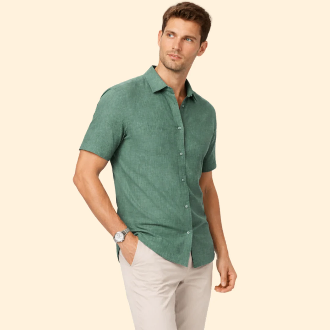 Men’s Short-Sleeve Shirt with Classic Collar - Image 5