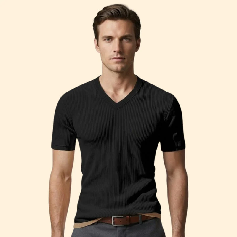 Men's Short Sleeve T-Shirt with V-Neck - Image 5