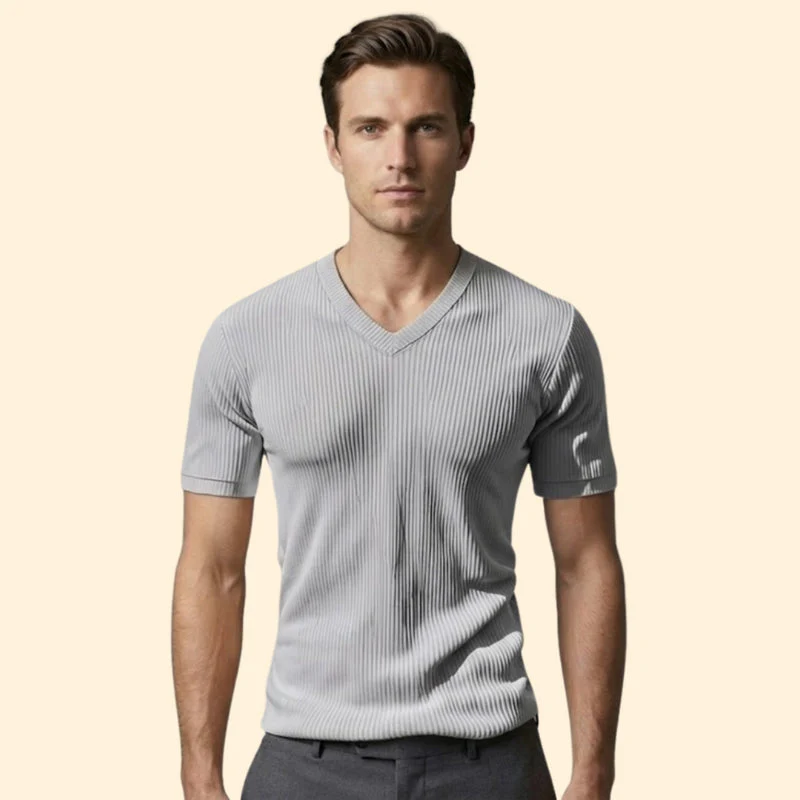Men's Short Sleeve T-Shirt with V-Neck - Image 6