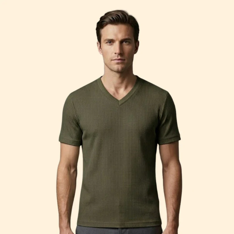 Men's Short Sleeve T-Shirt with V-Neck - Image 7