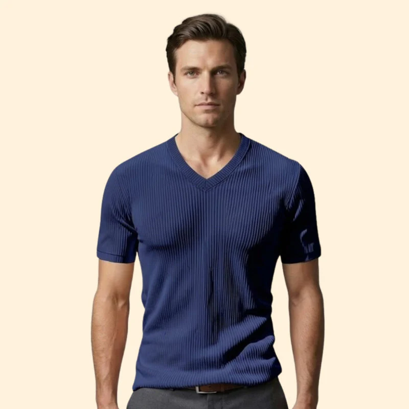 Men's Short Sleeve T-Shirt with V-Neck - Image 8