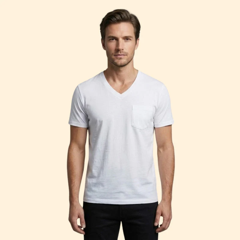 Men’s Short Sleeve V-Neck T-Shirt with Pocket - Image 5