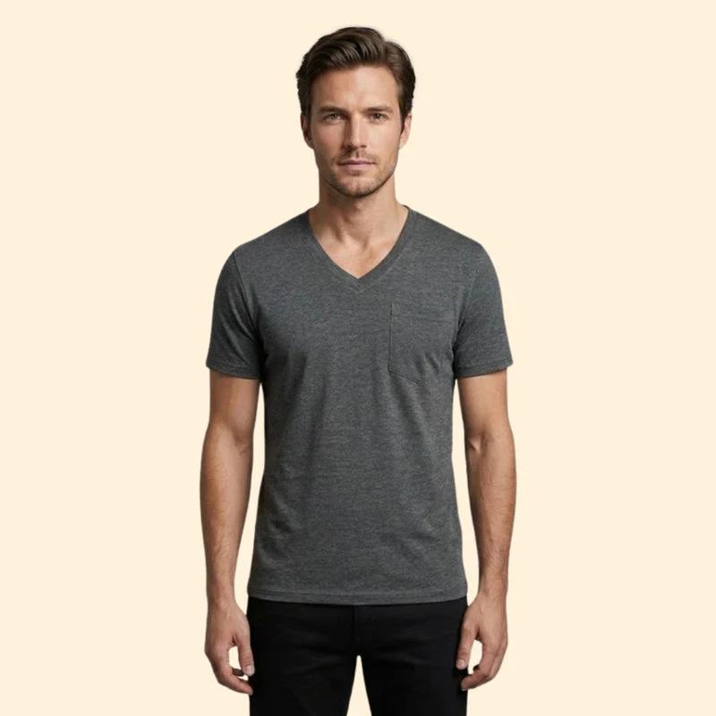 Men’s Short Sleeve V-Neck T-Shirt with Pocket - Image 6