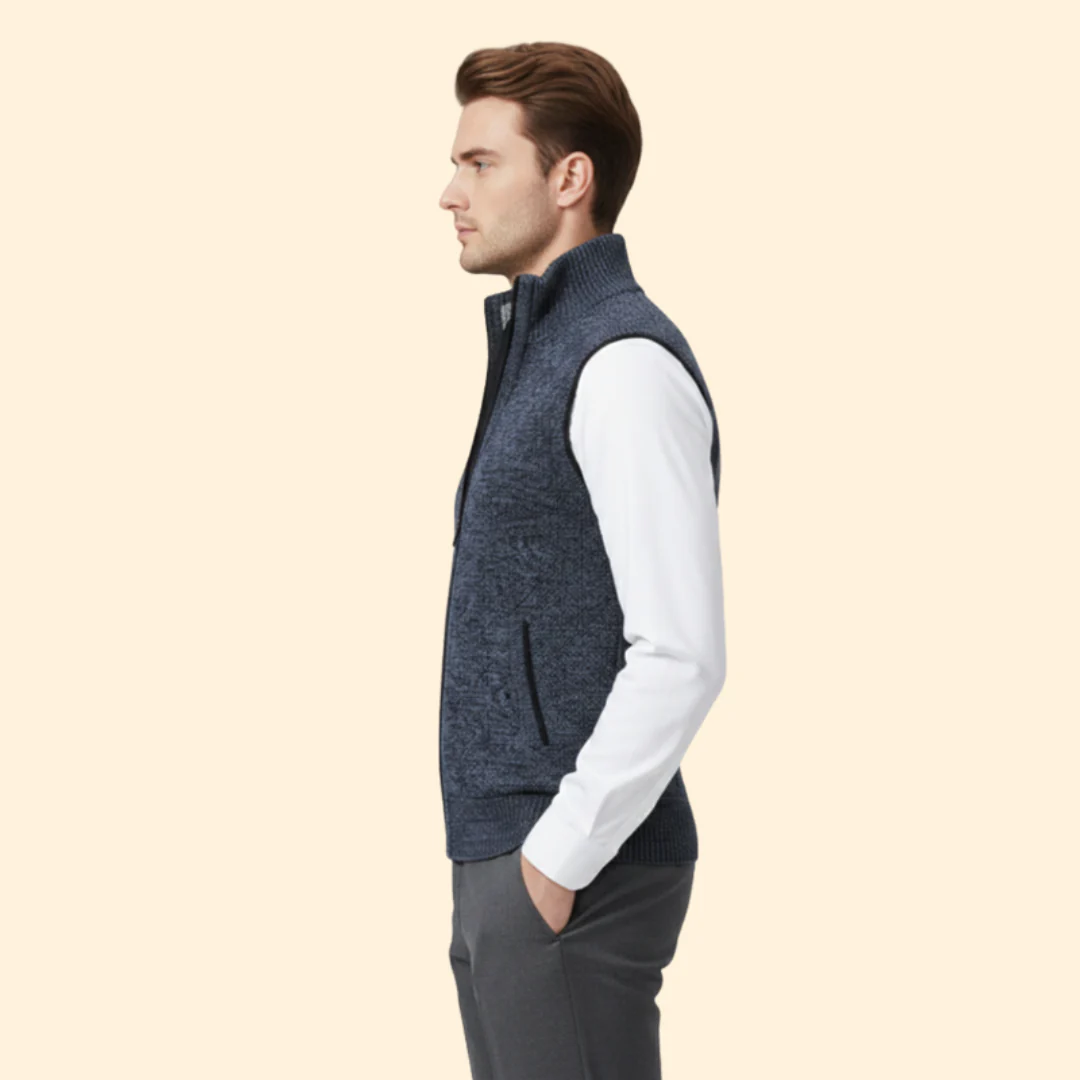 Men’s Sleeveless Vest with High Collar - Image 3