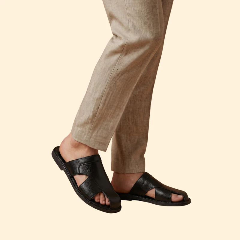 Men's Slide Sandals with Topstitching - Image 6