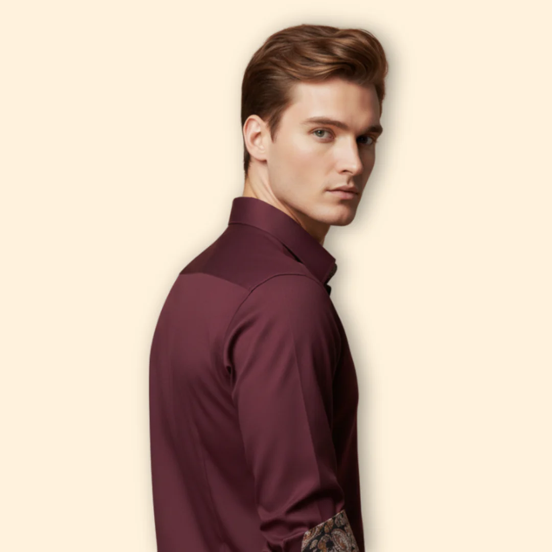 Men’s Slim Fit Shirt with Patterned Collar - Image 4