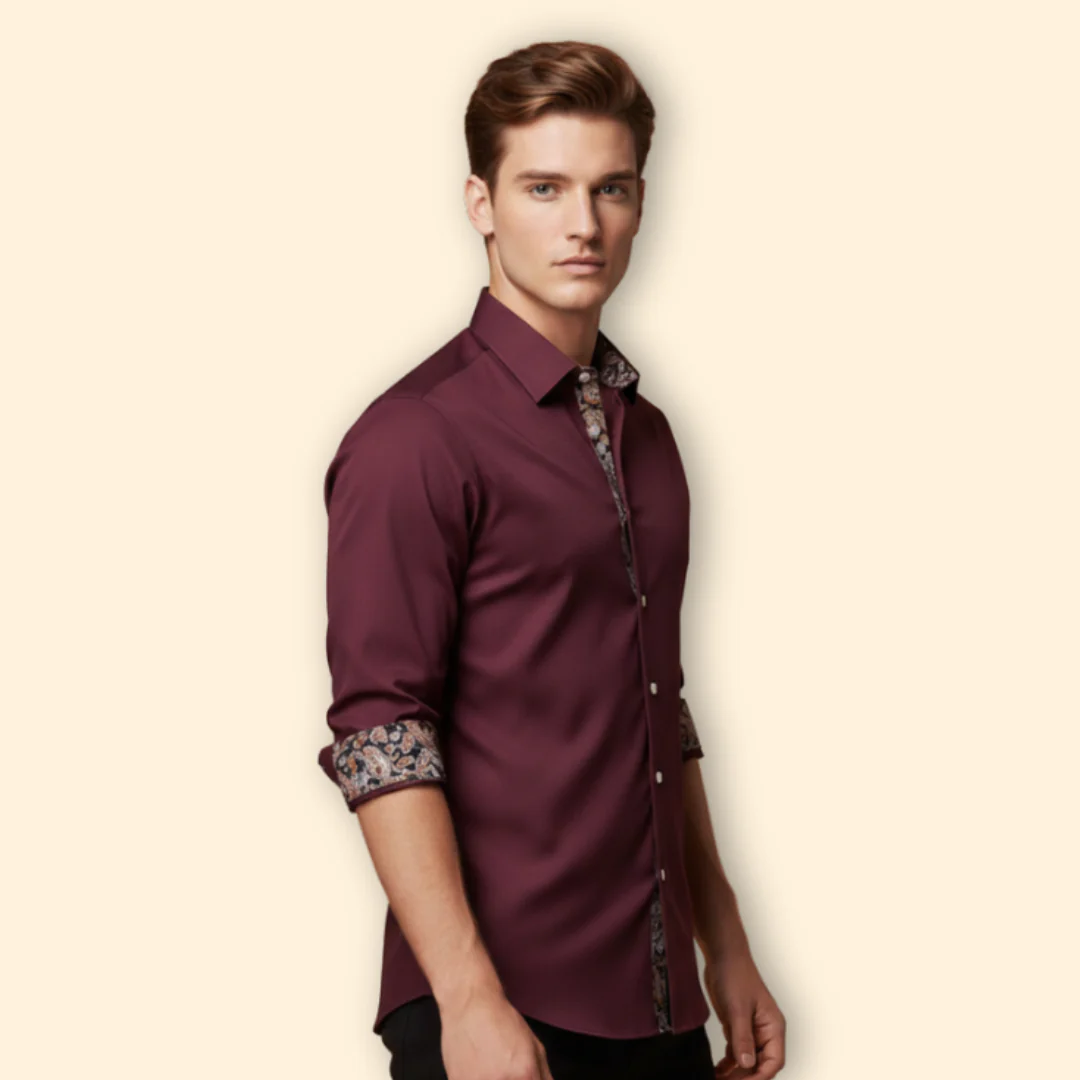 Men’s Slim Fit Shirt with Patterned Collar - Image 5