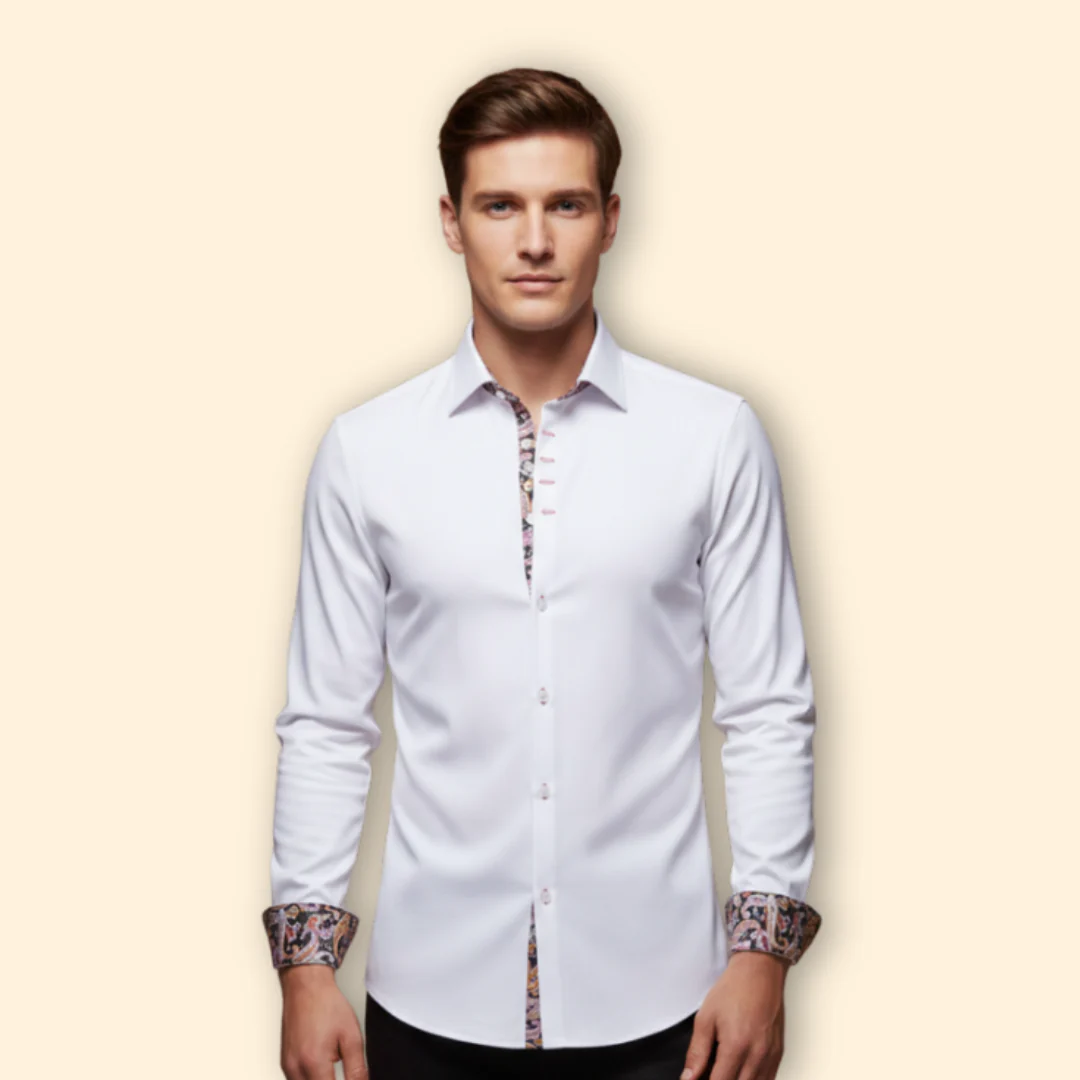 Men’s Slim Fit Shirt with Patterned Collar - Image 6