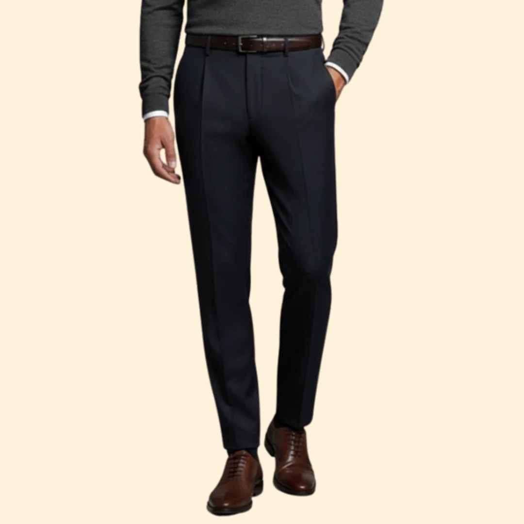 Men’s Slim Fit Trousers with Flat Front - Image 2