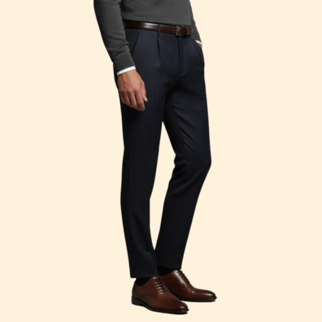 Men’s Slim Fit Trousers with Flat Front - Image 3
