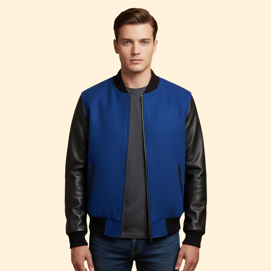 Men’s Sporty Bomber Jacket with Contrast Sleeves - Image 2
