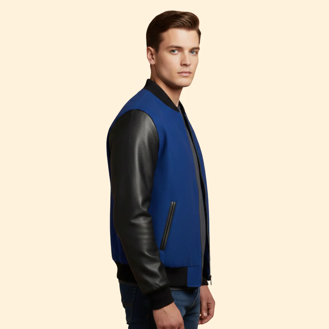 Men’s Sporty Bomber Jacket with Contrast Sleeves - Image 3