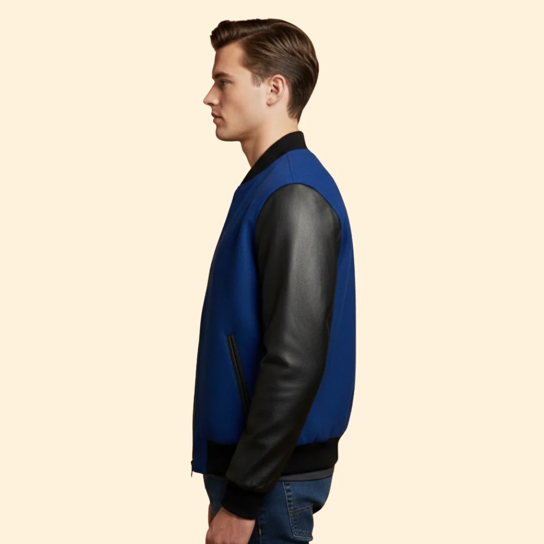 Men’s Sporty Bomber Jacket with Contrast Sleeves - Image 5