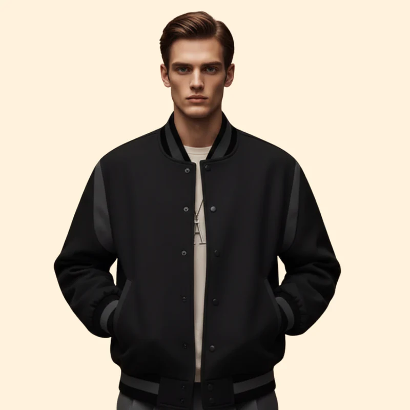 Men’s Sporty Bomber Jacket with Ribbed Cuffs - Image 2