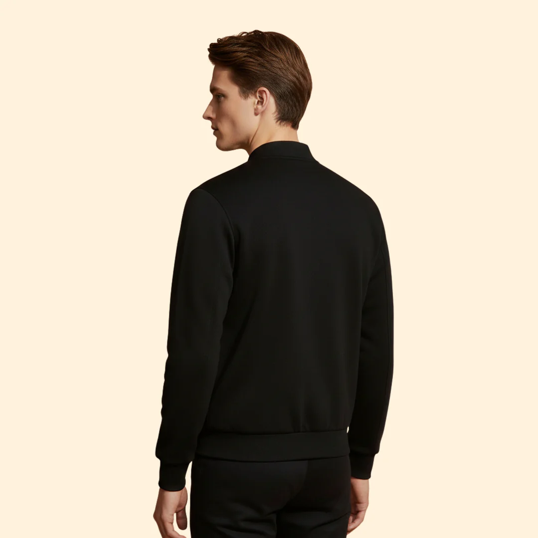 Men’s Sporty Bomber Jacket with Ribbed Trim Design - Image 4
