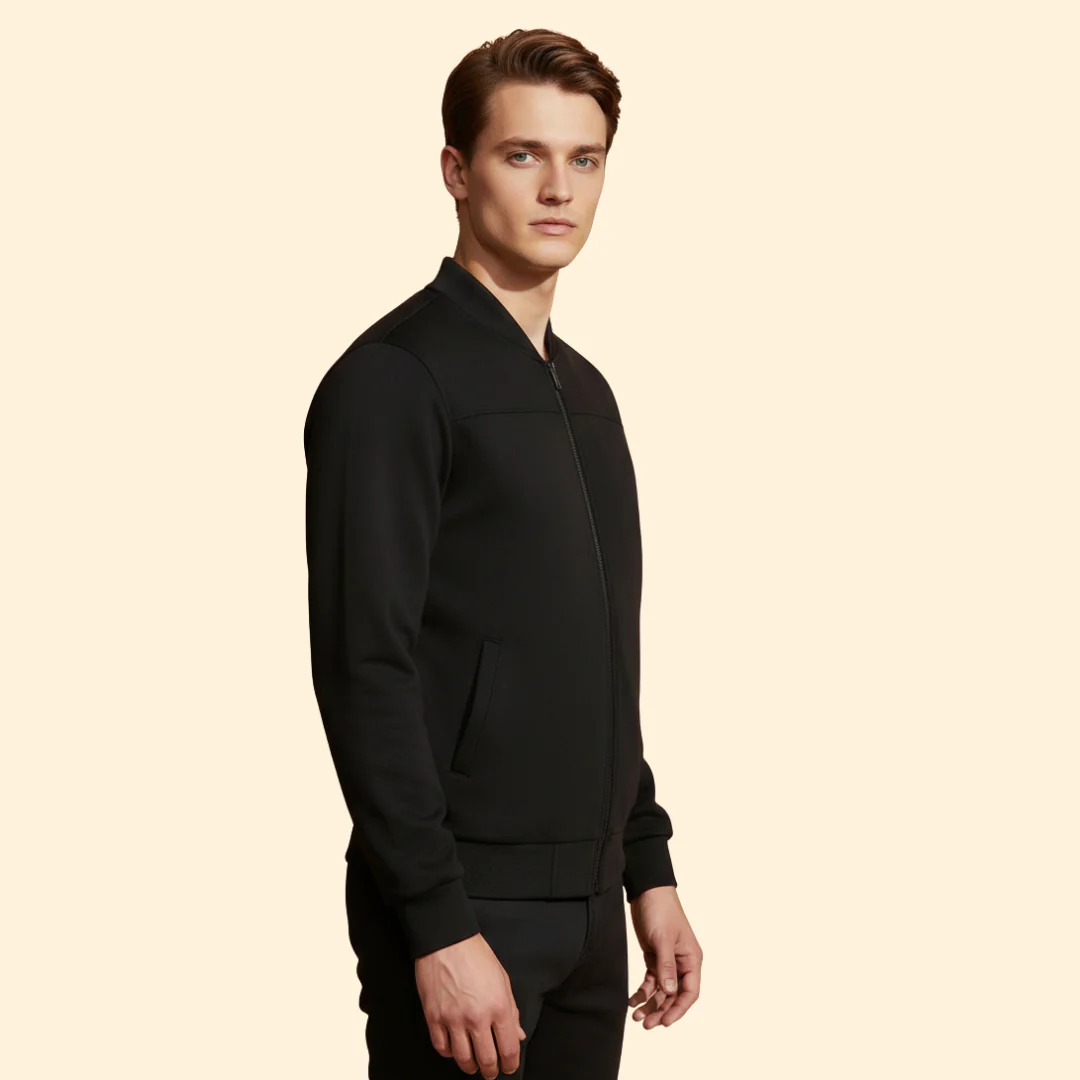 Men’s Sporty Bomber Jacket with Ribbed Trim Design - Image 5