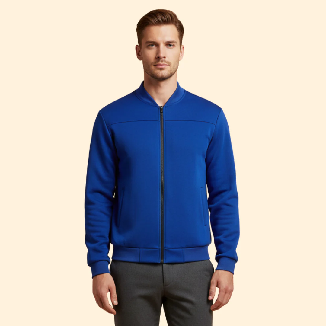 Men’s Sporty Bomber Jacket with Ribbed Trim Design - Image 6