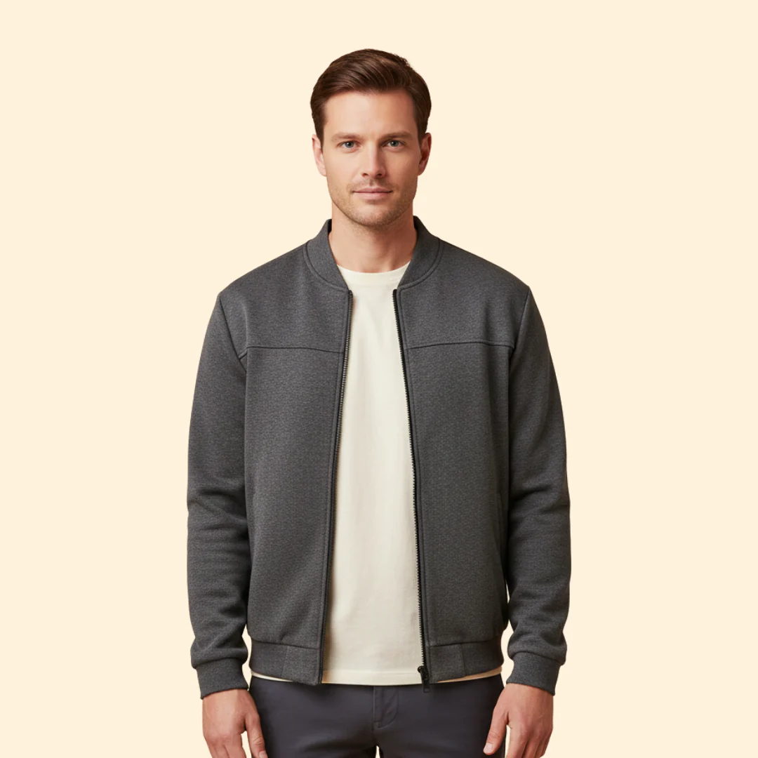 Men’s Sporty Bomber Jacket with Ribbed Trim Design - Image 8