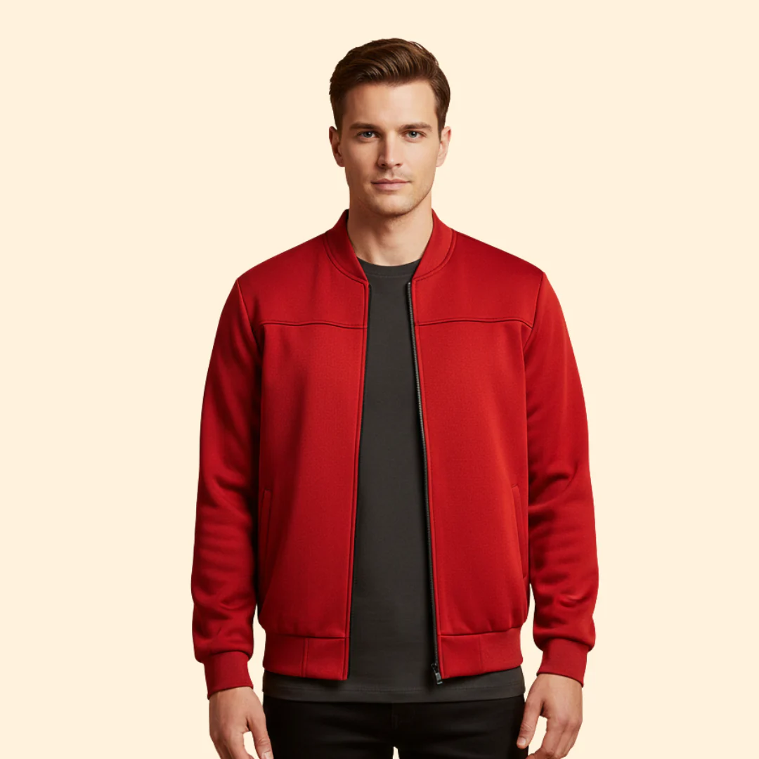 Men’s Sporty Bomber Jacket with Ribbed Trim Design - Image 9