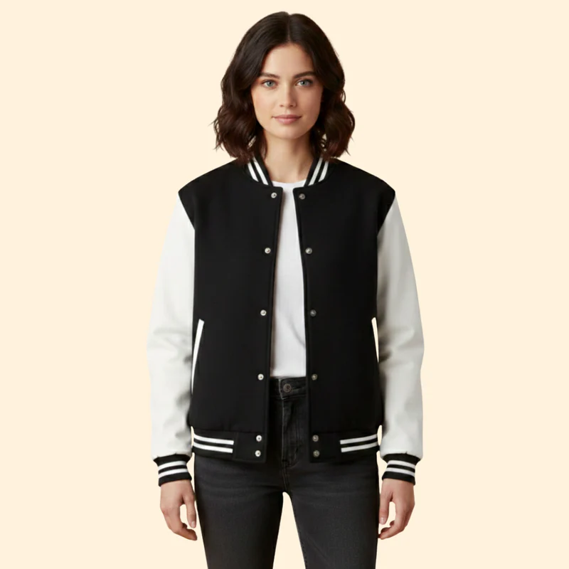 Women’s  Sporty Bomber Jacket with Snap Closure - Image 2