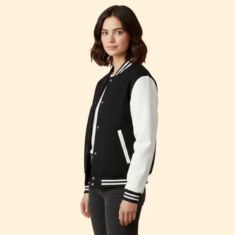 Women’s  Sporty Bomber Jacket with Snap Closure - Image 4