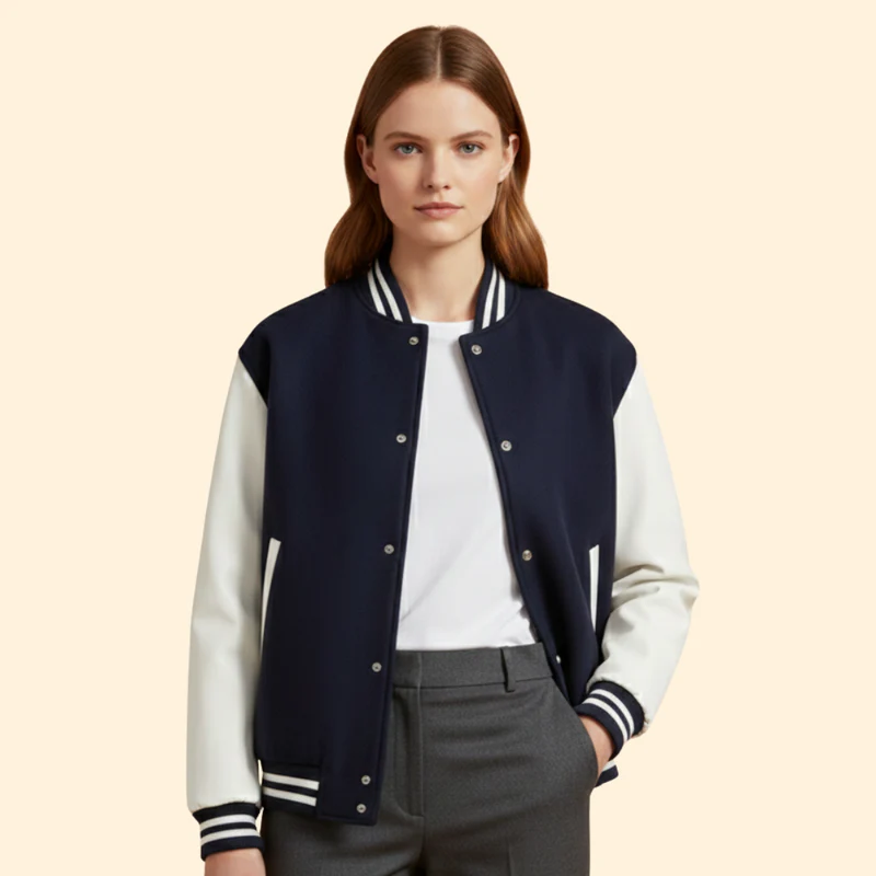 Women’s  Sporty Bomber Jacket with Snap Closure - Image 7