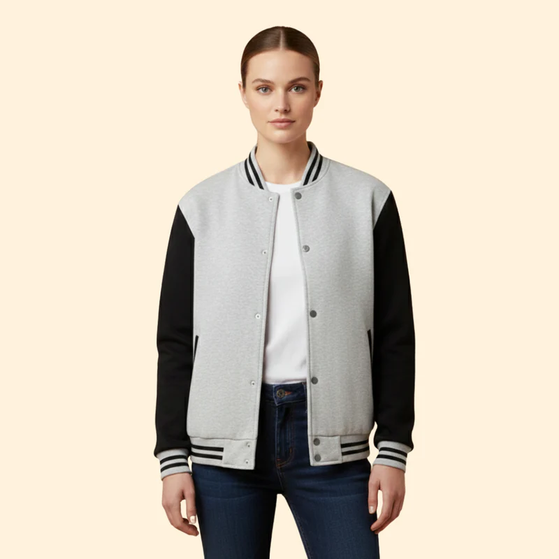 Women’s  Sporty Bomber Jacket with Snap Closure - Image 8