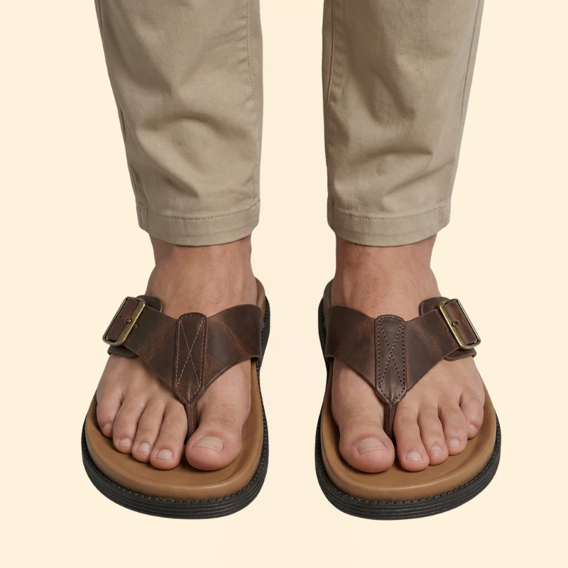 Men's Stitched Strap Sandals with Insole - Image 3