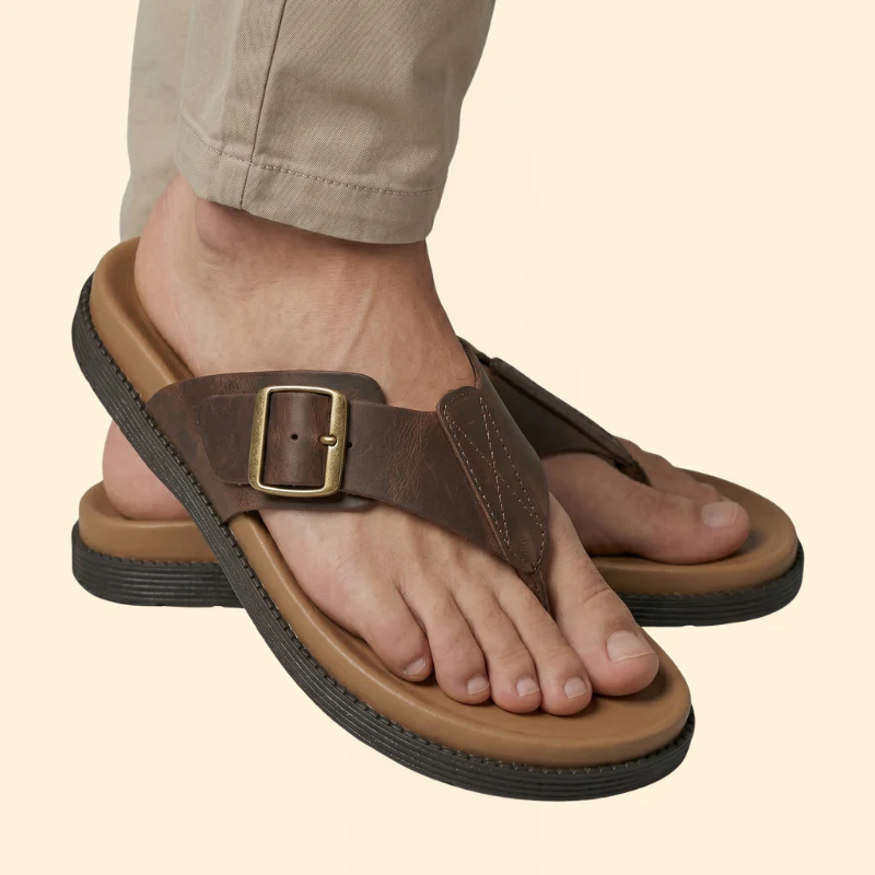 Men's Stitched Strap Sandals with Insole - Image 5