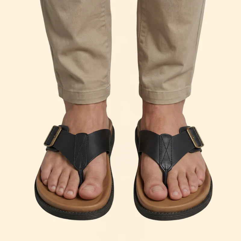 Men's Stitched Strap Sandals with Insole - Image 6