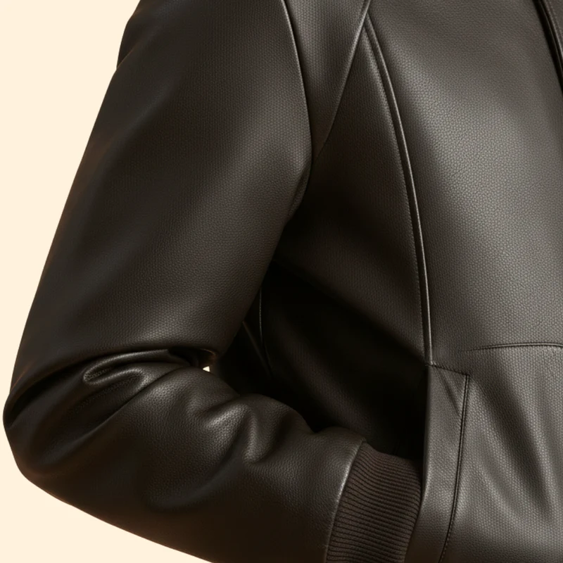 Men’s Suede Bomber Jacket with High Collar - Image 6