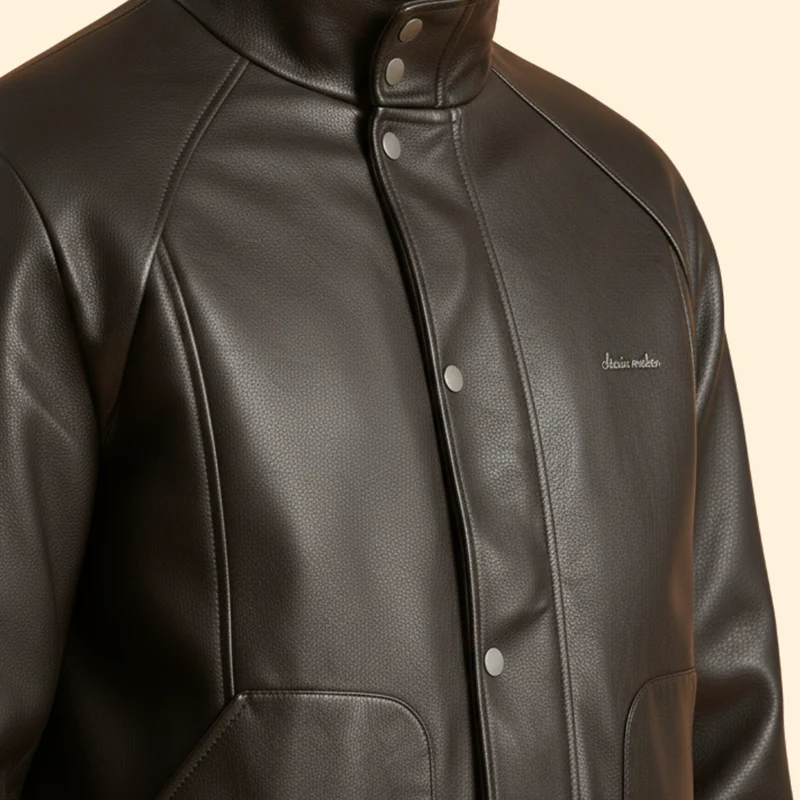 Men’s Suede Bomber Jacket with High Collar - Image 7