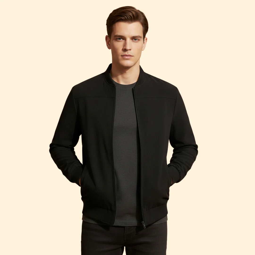 Men’s Suede Bomber Jacket with Ribbed Cuffs - Image 6