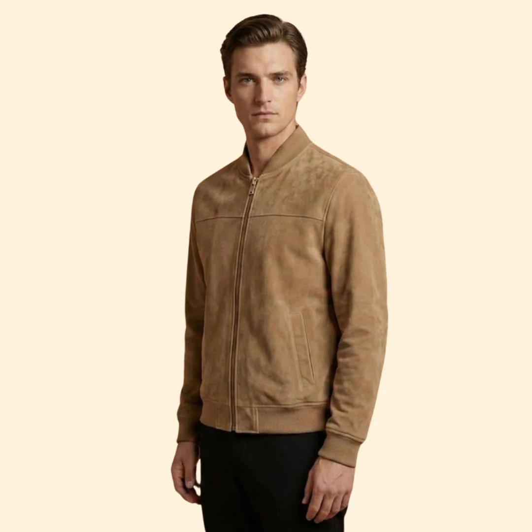 Men’s Suede Jacket with Full-Zip Front - Image 4