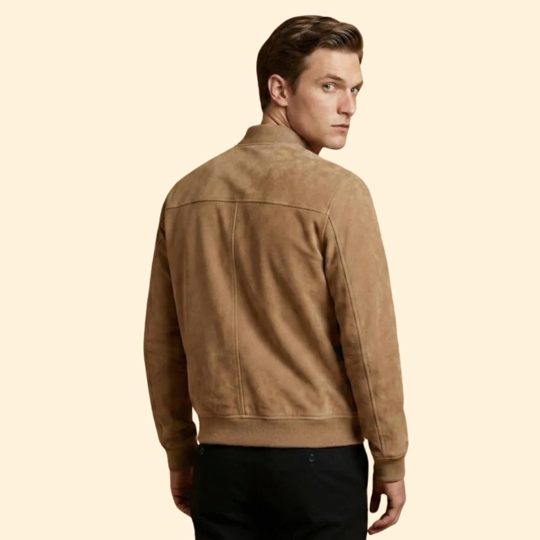Men’s Suede Jacket with Full-Zip Front - Image 5