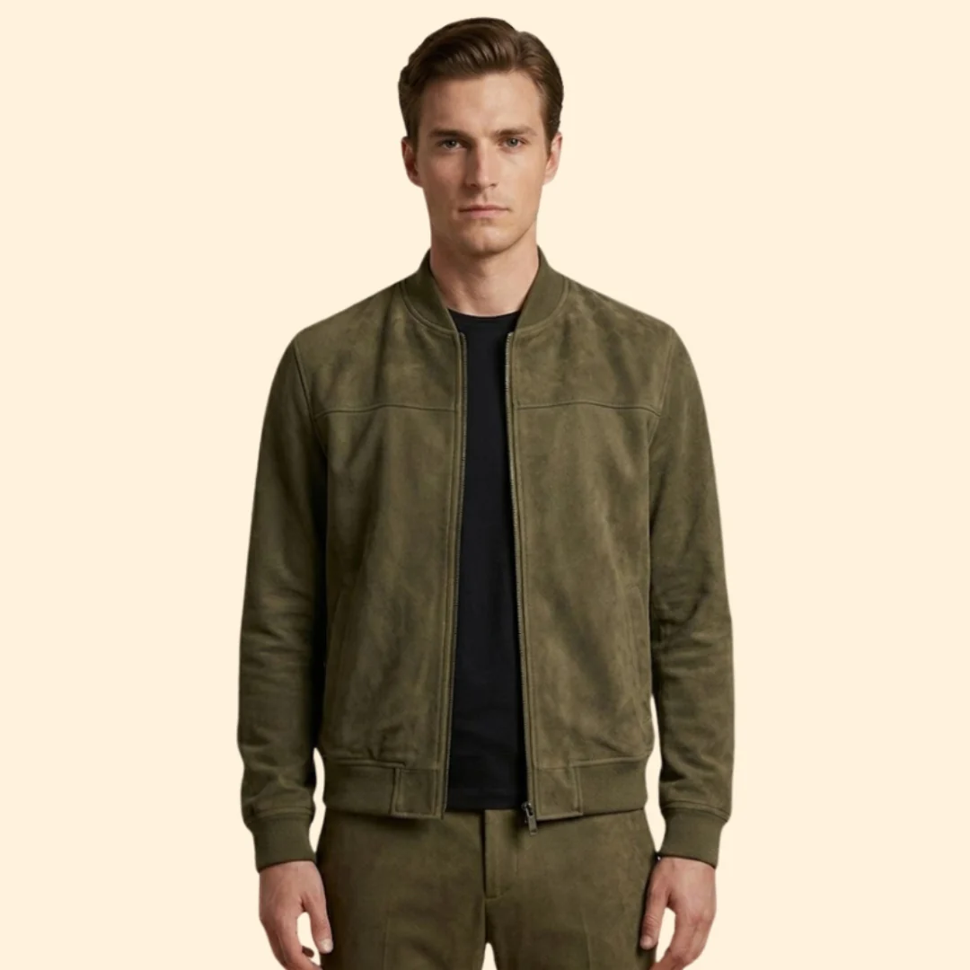 Men’s Suede Jacket with Full-Zip Front - Image 7