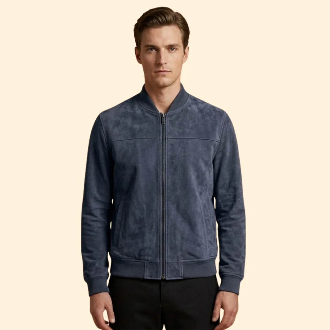 Men’s Suede Jacket with Full-Zip Front - Image 8