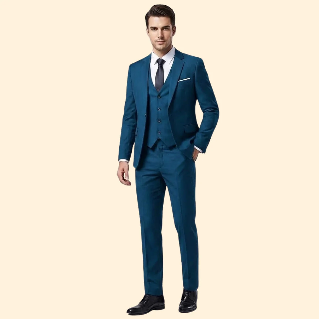 Men’s Three-Piece Suit with Flat-Front Pants - Image 10