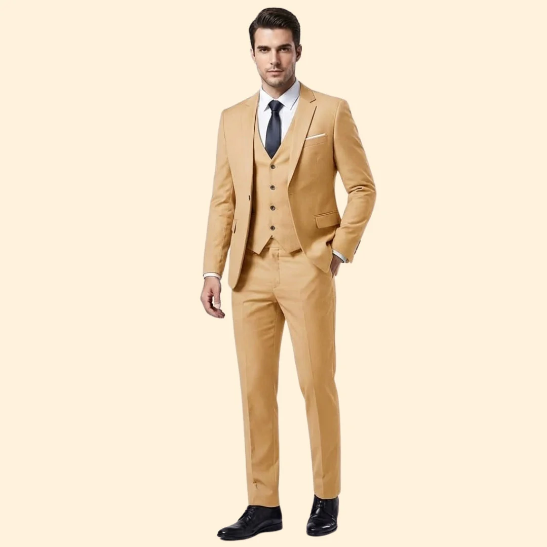 Men’s Three-Piece Suit with Flat-Front Pants - Image 11