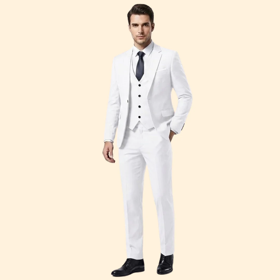 Men’s Three-Piece Suit with Flat-Front Pants - Image 12