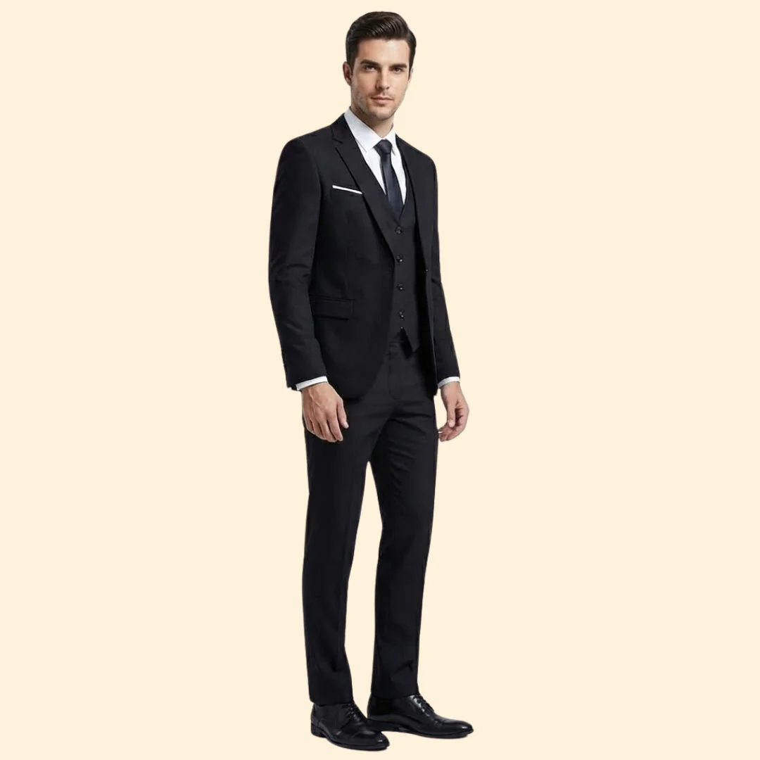 Men’s Three-Piece Suit with Flat-Front Pants - Image 3